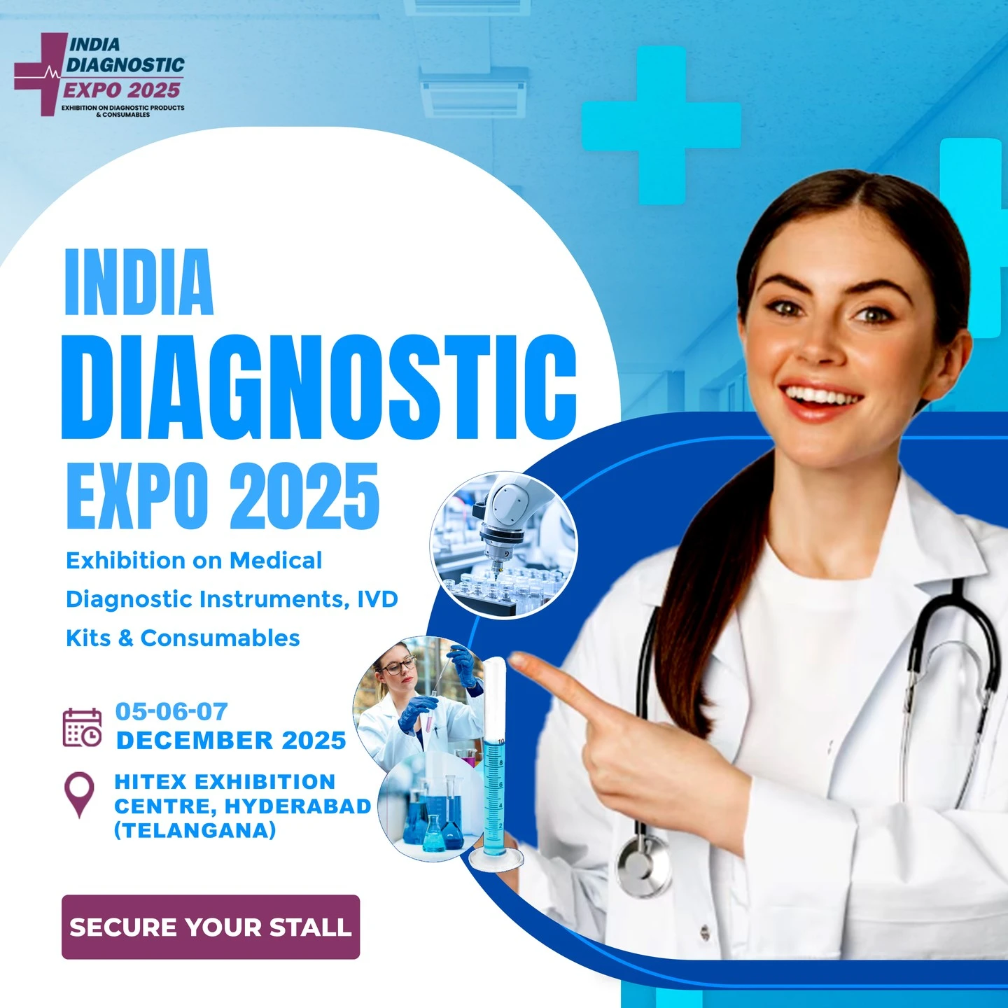 پوسترنمایشگاه تجهیزات و فناوری‌های تشخیصی هند India Diagnostic Expo Hyderabad